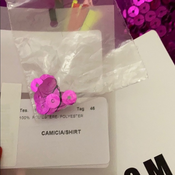 NWT MSGM pink sequins button down shirt size: 46 - Picture 8 of 13